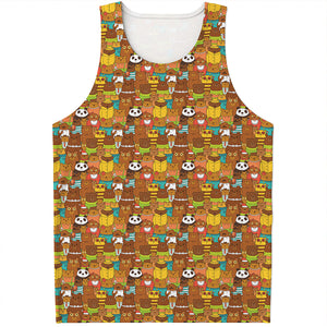 Colorful Cartoon Baby Bear Pattern Print Men's Tank Top