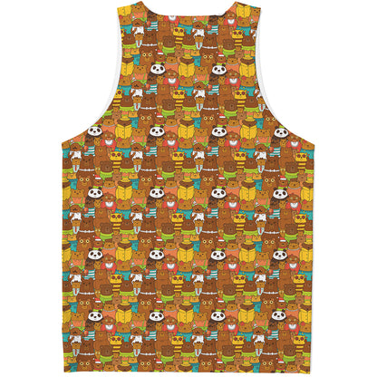 Colorful Cartoon Baby Bear Pattern Print Men's Tank Top
