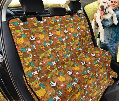 Colorful Cartoon Baby Bear Pattern Print Pet Car Back Seat Cover