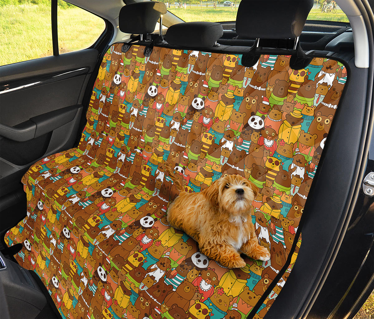 Colorful Cartoon Baby Bear Pattern Print Pet Car Back Seat Cover