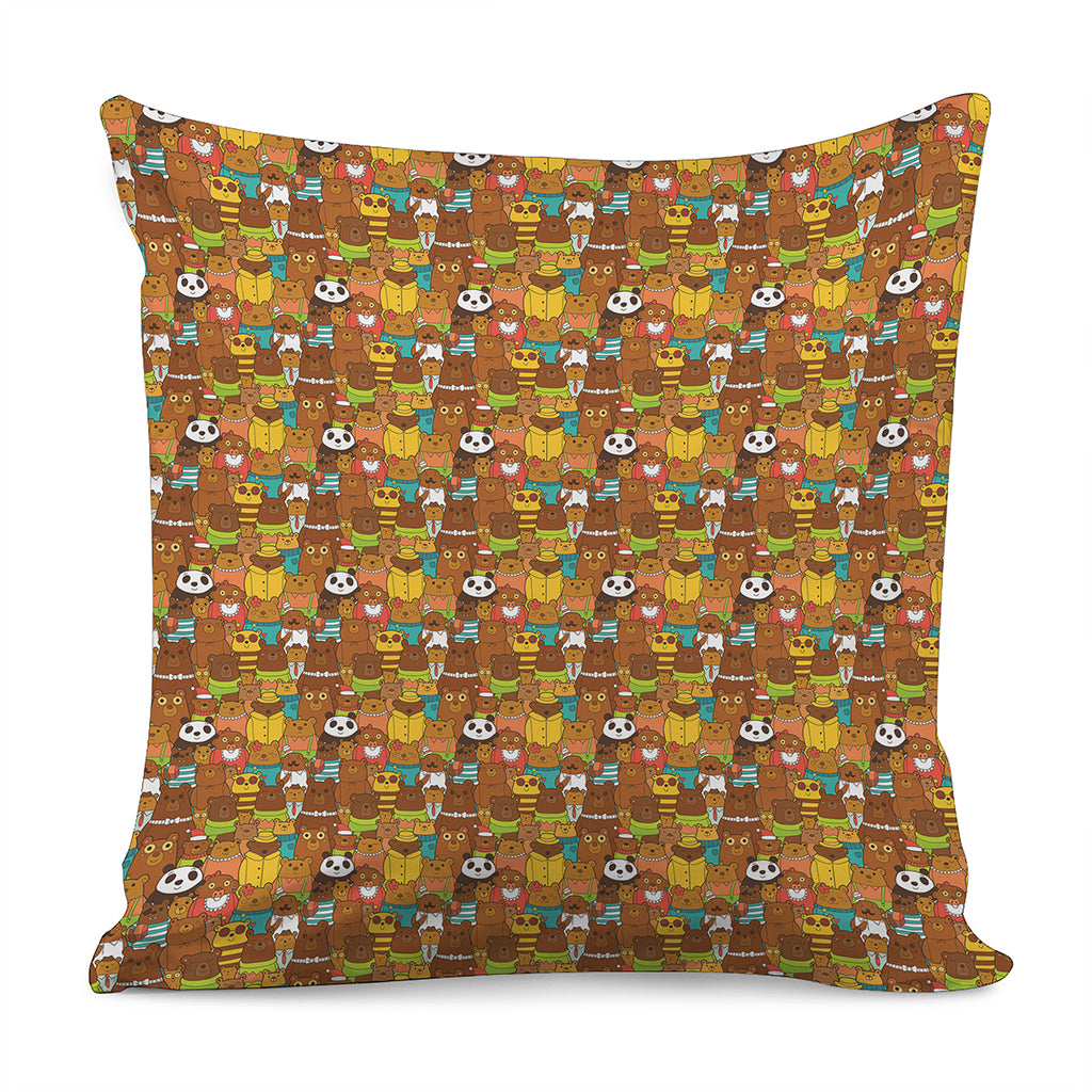 Colorful Cartoon Baby Bear Pattern Print Pillow Cover