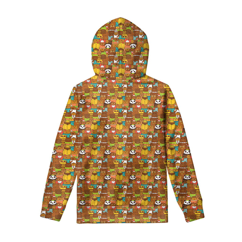 Colorful Cartoon Baby Bear Pattern Print Pullover Hoodie