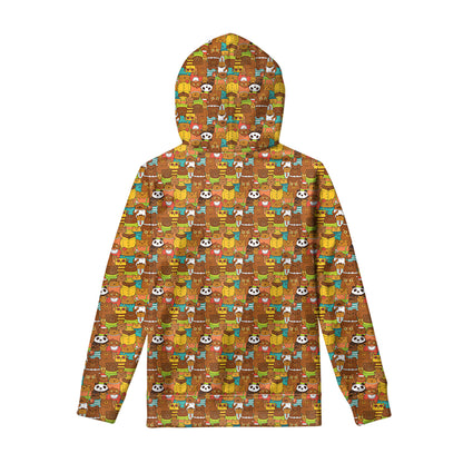 Colorful Cartoon Baby Bear Pattern Print Pullover Hoodie