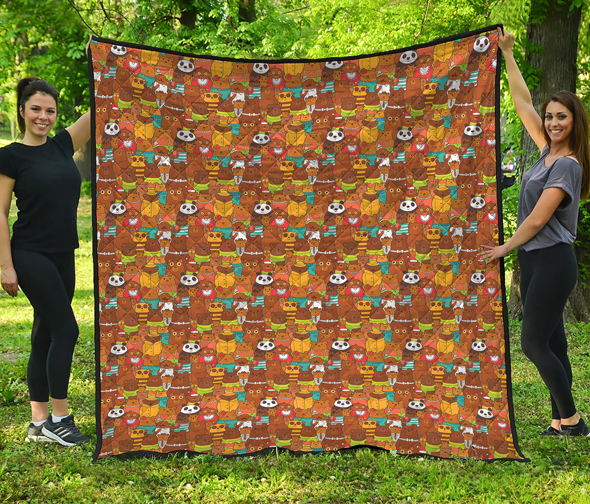 Colorful Cartoon Baby Bear Pattern Print Quilt