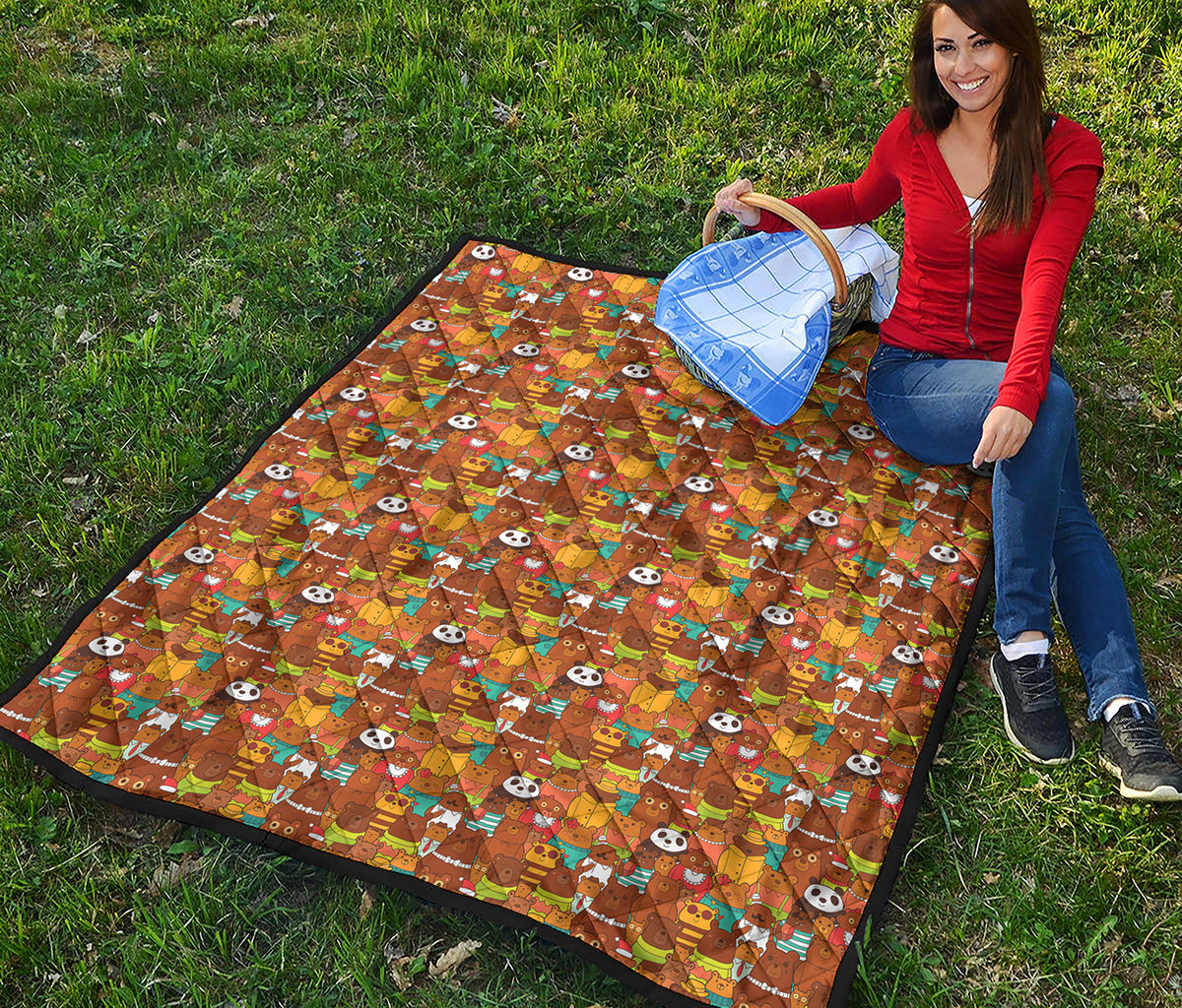 Colorful Cartoon Baby Bear Pattern Print Quilt