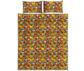 Colorful Cartoon Baby Bear Pattern Print Quilt Bed Set