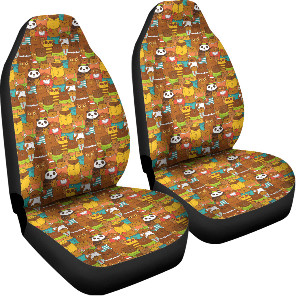Colorful Cartoon Baby Bear Pattern Print Universal Fit Car Seat Covers