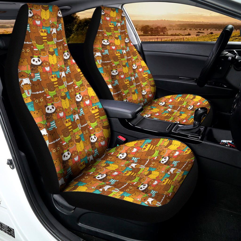 Colorful Cartoon Baby Bear Pattern Print Universal Fit Car Seat Covers