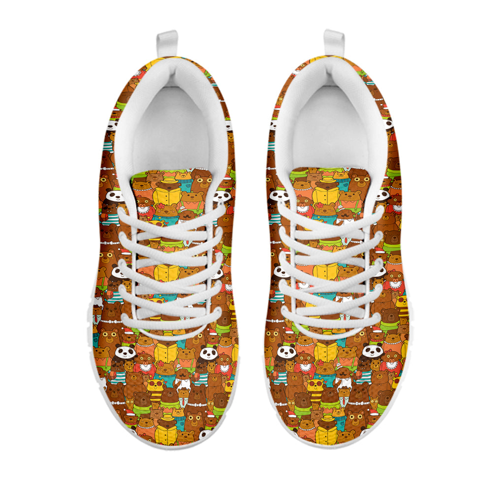 Colorful Cartoon Baby Bear Pattern Print White Sneakers