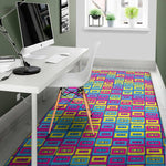 Colorful Cassette Tape Print Area Rug