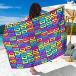 Colorful Cassette Tape Print Beach Sarong Wrap