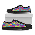 Colorful Cassette Tape Print Black Low Top Sneakers