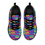 Colorful Cassette Tape Print Black Sneakers