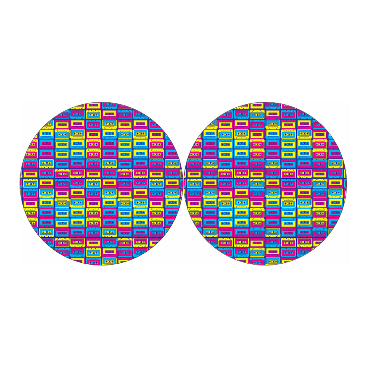 Colorful Cassette Tape Print Car Coasters