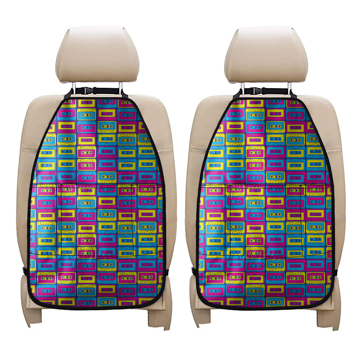 Colorful Cassette Tape Print Car Seat Organizers
