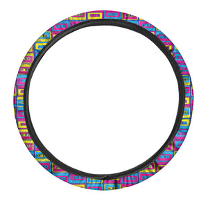 Colorful Cassette Tape Print Car Steering Wheel Cover