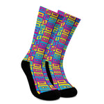 Colorful Cassette Tape Print Crew Socks