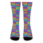 Colorful Cassette Tape Print Crew Socks