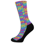 Colorful Cassette Tape Print Crew Socks