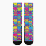 Colorful Cassette Tape Print Crew Socks