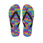 Colorful Cassette Tape Print Flip Flops