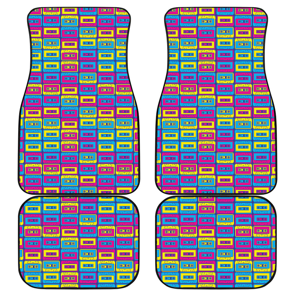 Colorful Cassette Tape Print Front and Back Car Floor Mats