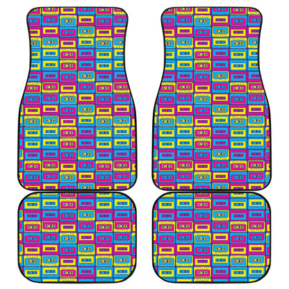 Colorful Cassette Tape Print Front and Back Car Floor Mats