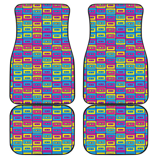 Colorful Cassette Tape Print Front and Back Car Floor Mats