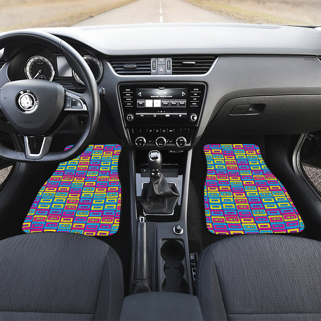 Colorful Cassette Tape Print Front and Back Car Floor Mats