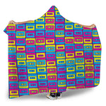 Colorful Cassette Tape Print Hooded Blanket