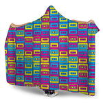 Colorful Cassette Tape Print Hooded Blanket
