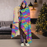 Colorful Cassette Tape Print Hooded Blanket