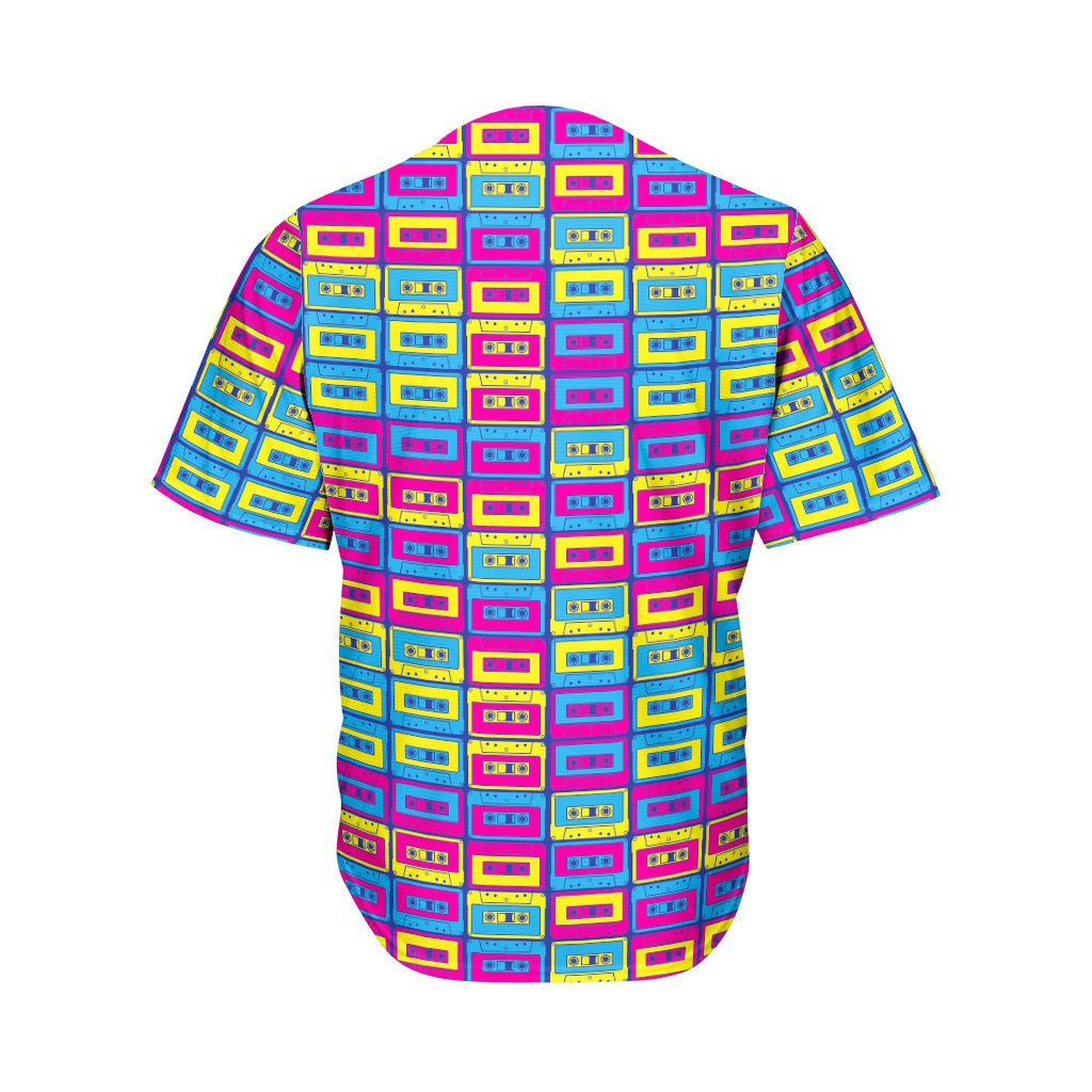 Colorful Cassette Tape Print Men's Baseball Jersey