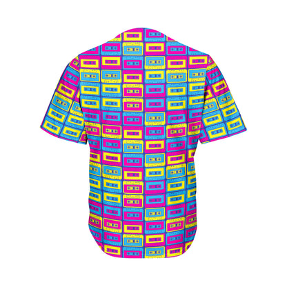 Colorful Cassette Tape Print Men's Baseball Jersey