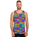 Colorful Cassette Tape Print Men's Tank Top