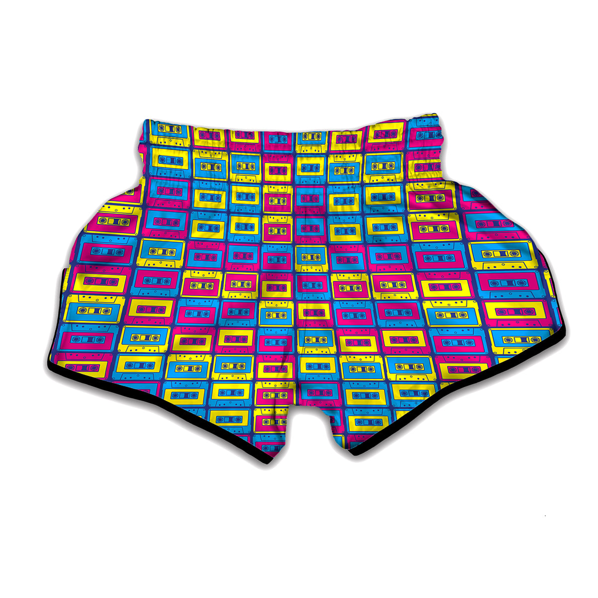 Colorful Cassette Tape Print Muay Thai Boxing Shorts