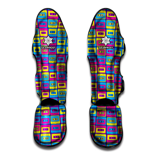 Colorful Cassette Tape Print Muay Thai Shin Guard