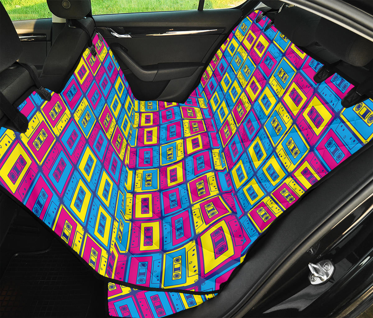 Colorful Cassette Tape Print Pet Car Back Seat Cover