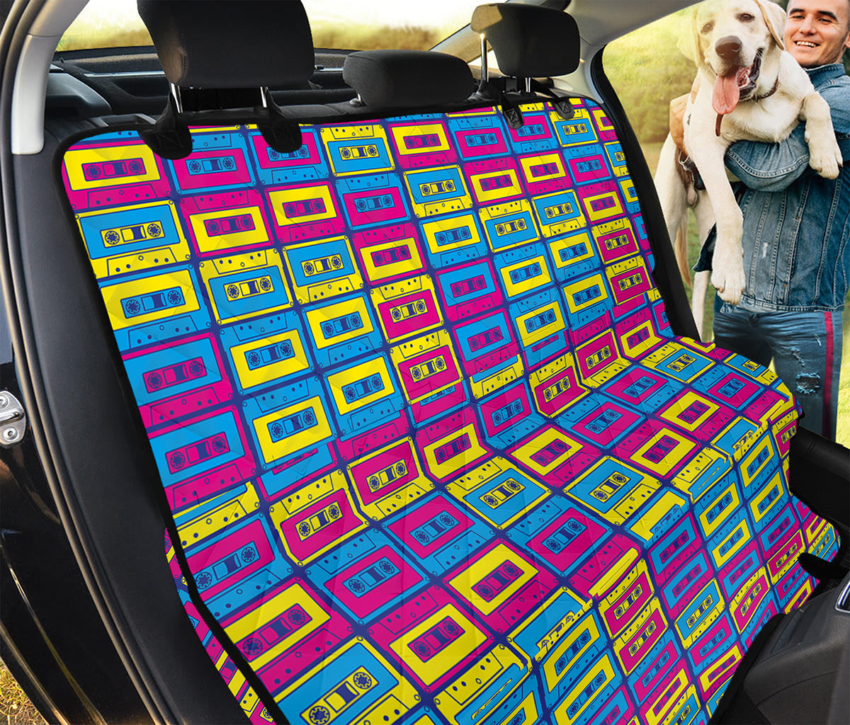 Colorful Cassette Tape Print Pet Car Back Seat Cover
