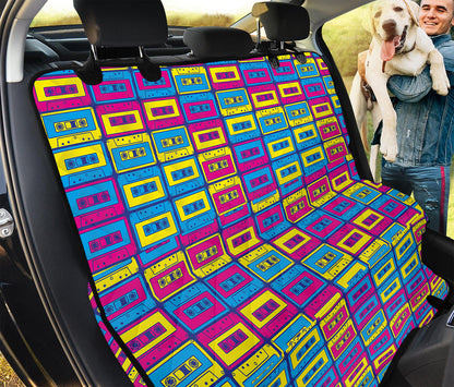 Colorful Cassette Tape Print Pet Car Back Seat Cover