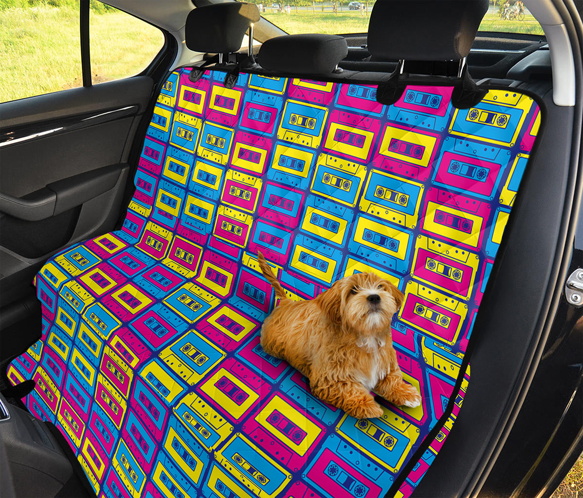 Colorful Cassette Tape Print Pet Car Back Seat Cover