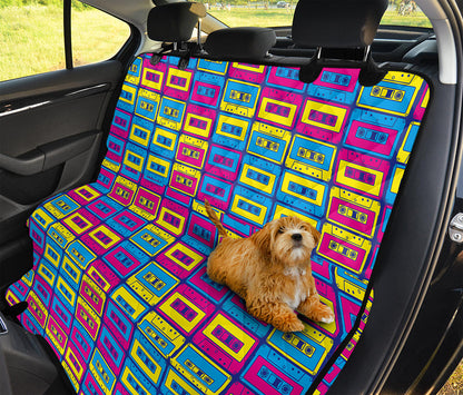 Colorful Cassette Tape Print Pet Car Back Seat Cover