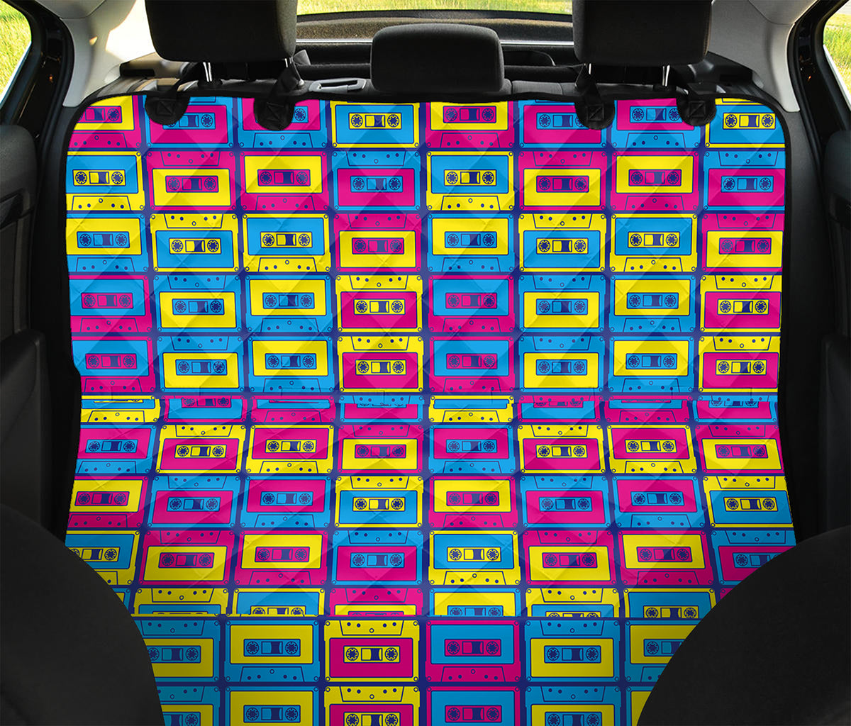 Colorful Cassette Tape Print Pet Car Back Seat Cover