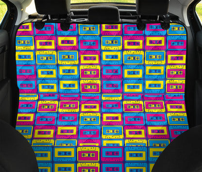 Colorful Cassette Tape Print Pet Car Back Seat Cover
