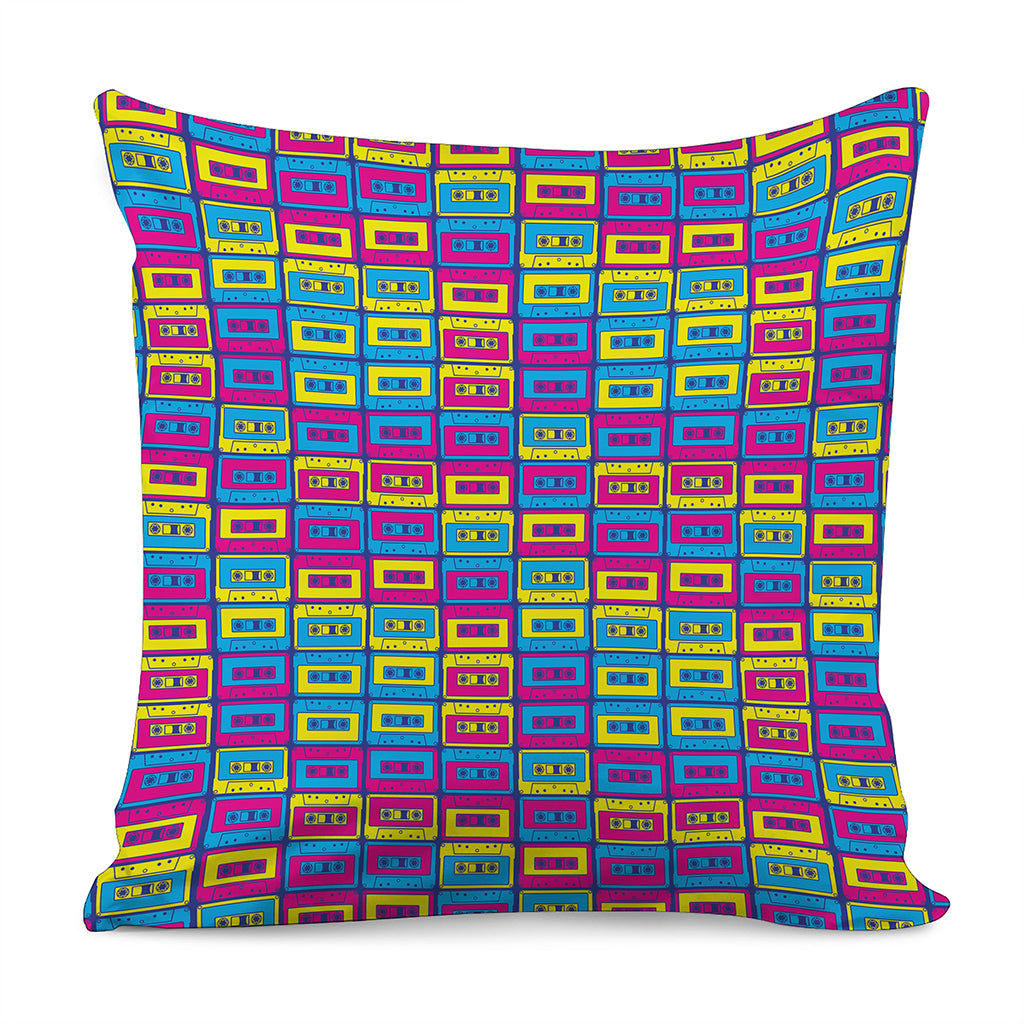 Colorful Cassette Tape Print Pillow Cover