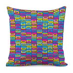 Colorful Cassette Tape Print Pillow Cover