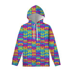 Colorful Cassette Tape Print Pullover Hoodie