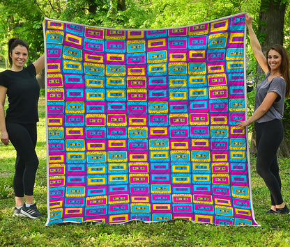 Colorful Cassette Tape Print Quilt