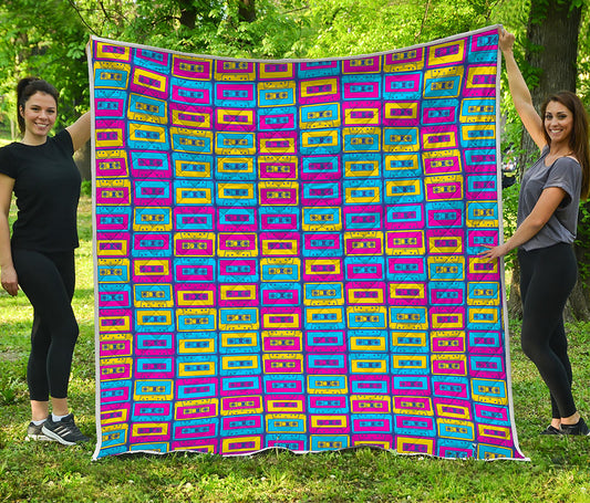 Colorful Cassette Tape Print Quilt