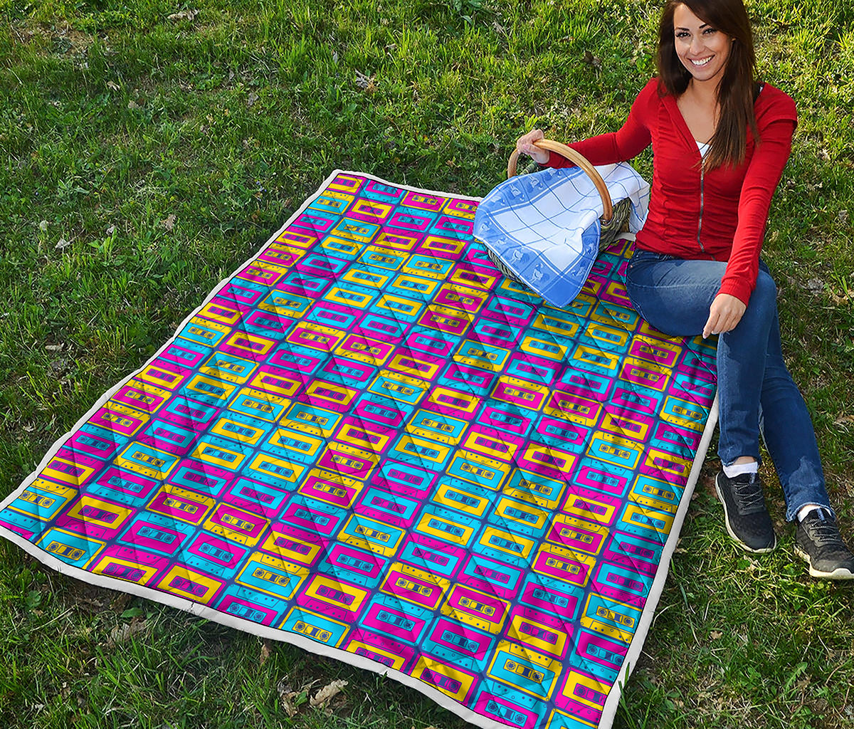 Colorful Cassette Tape Print Quilt